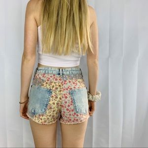Farm Rio Ultra High-Rise Patchwork Denim Shorts